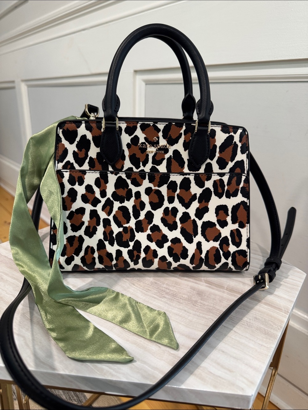 kate spade Bag Small Madison Spotted Animal Black & Brown Leopard Print Satchel - Picture 4 of 17